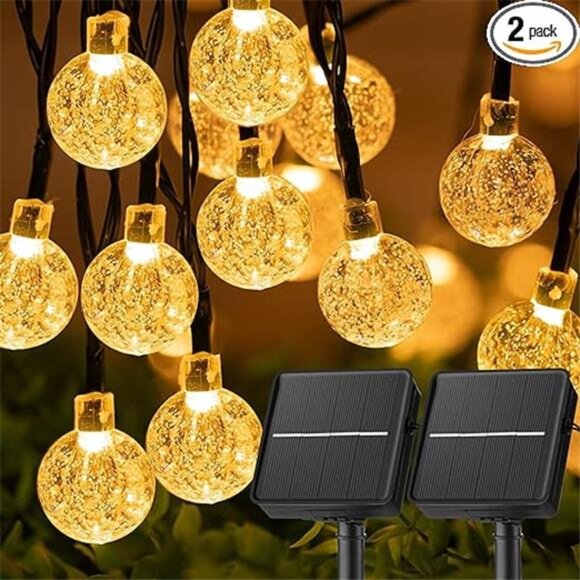 2-Pack 120 LED 72FT Solar Lights Outdoor Waterproof, Crystal Globe Lights - Picture 7 of 7